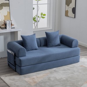 KTMBDW Sleeper Sofa Bed, Corduroy Folding Mattress Couch with Fixed-Shape Frame, Floor Sofa Lounge Couch for Living Room Bedroom - 1 of 4