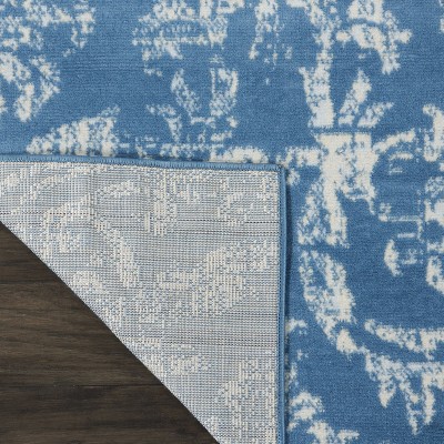Blue Rectangular 4' x 6' Synthetic Hand-knotted Reversible Rug