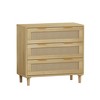 HDZNVF 31.50 inch 3 Drawers Rattan Storage Cabinet Rattan Drawer, Oak - 4 of 4