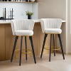 Swivel Velvet Bar Stool with Curved Back, Round Upholstered Bar Stool Counter Height Bar Stool Set of 2 Casual Bar Chair - Leovsnove - 3 of 4