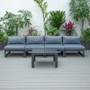 LeisureMod Chelsea 5-Piece Outdoor Patio Sectional Set with Coffee Table – Black Aluminum Frame, Cushions, Weather-Resistant - 3 of 4