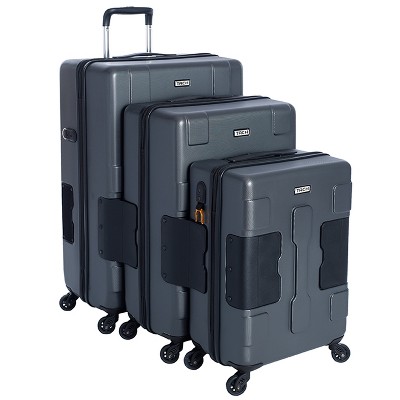 TACH V3 Connectable Hard Shell Rolling Travel Suitcase Luggage Bags w/ Spinner Wheels, TSA Approved Lock, & Storage Pouches, 3 Piece Set, Dark Gray