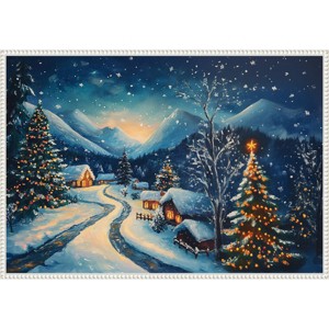 33"x23" Amanti Art Winter Wonderland Night by Pictufy Framed Canvas Wall Art - 1 of 4