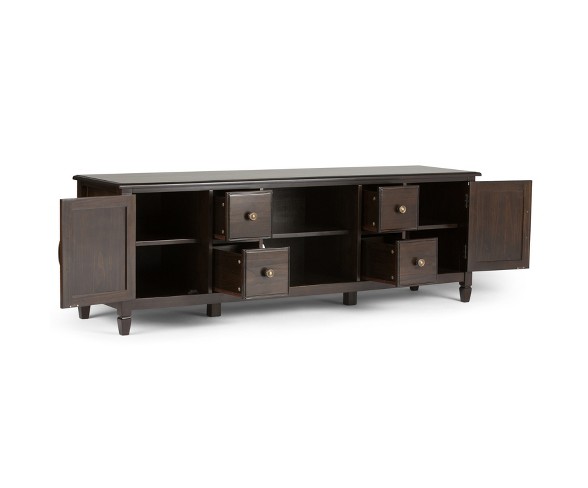 Hampshire Solid Wood 72 inch Wide TV Stand Dark Chestnut Brown For TVs up to 80 inches - Wyndenhall