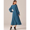INSPIRE CHIC Women's Elegant Frilled Crewneck Midi Long Sleeve Pleated A-Line Flowy Dress with Pockets - 4 of 4