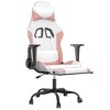 vidaXL Massage Gaming Chair with Adjustable Seat and Backrest, Features Built-in Massage Function - Filled with Foam, Covered in White & Pink - 3 of 4