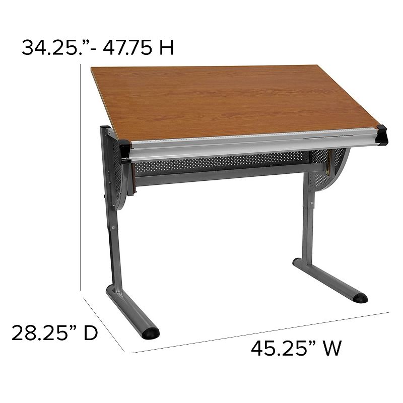 Emma and Oliver Adjustable Drawing and Drafting Table with Pewter Frame, 3 of 7