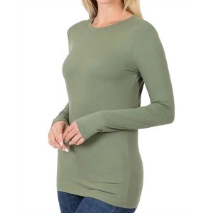 Women's Back To Basic Round Neck Long Sleeve - ZENANA - 1 of 1