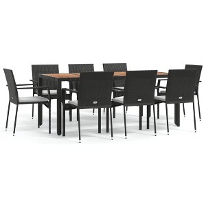 vidaXL Garden Dining Set Black, Cream White - 1 of 4