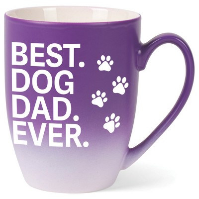 Elanze Designs Best Dog Dad Ever Two Toned Ombre Matte Purple and White 12 ounce Ceramic Stoneware Coffee Cup Mug