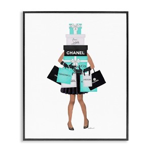 Stupell Industries Fashionista Woman Shopping Chic Glam Bags Black Framed Giclee Art - 1 of 4