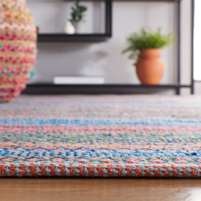 Handwoven Orange and Green Wool Cotton 8' x 10' Kilim Rug