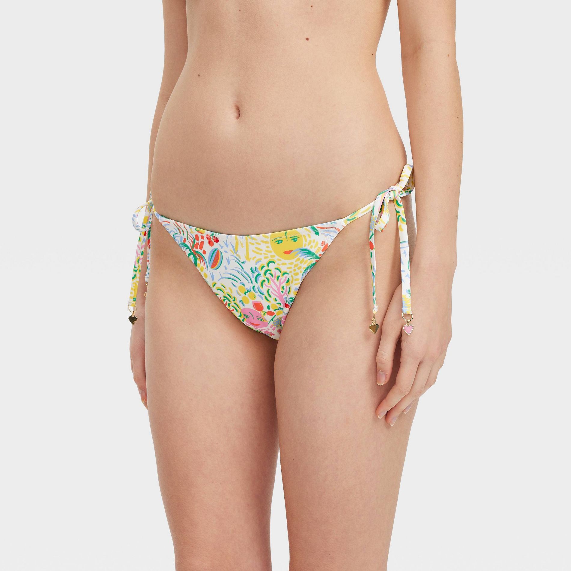 Women's Vacation/Star Geo Reversible Side-Tie Bikini Bottoms Yellow/Green - Roller Rabbit x Target XL