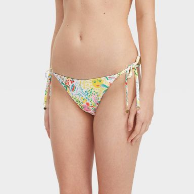Women's Vacation/Star Geo Reversible Side-Tie Bikini Bottoms Yellow/Green - Roller Rabbit x Target XXS