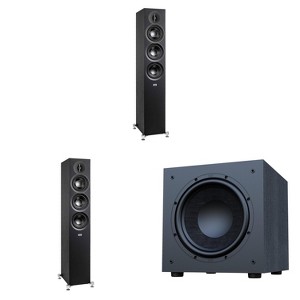 Elac Debut 3.0 Df53 Black Tower Speakers (Pair) With Debut 12 Inch Subwoofer - 1 of 4