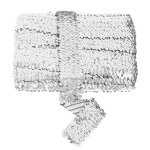 Alilang Elastic Sequin Trim, 1.9 Inch 5 Row Flat Glitter Paillette Sequin Ribbon, Bling Fabric DIY Metallic Stretch Sequin Strip, 11 Yards - 1 of 4