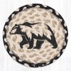 Earth Rugs Graphic Bear Round Coaster – 7"x7" Braided Jute with Bold Hand-Stenciled Wildlife Silhouette for Rustic Cabin Decor - 2 of 3