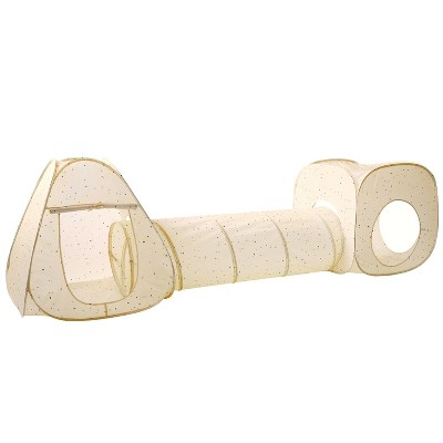 3 Sprouts Kids Recycled Fabric 3-in-1 Play Tent & Tunnel Set - Terrazzo Beige