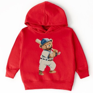 The Juniper Shop Watercolor Baseball Bear Toddler Hoodie - 1 of 4