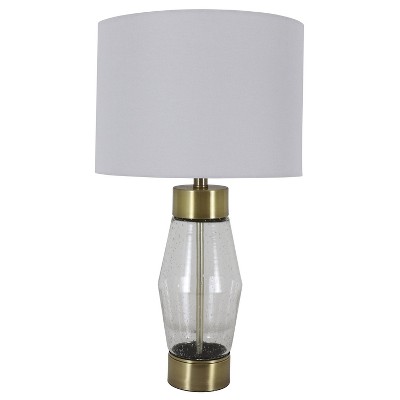 26.25" Glass and Metal Cadance Convex Table Lamp (Includes LED Light Bulb) Antique Brass - Decor Therapy