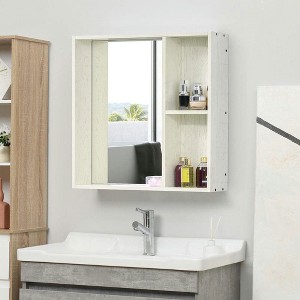 Resenkos 31.5" x 25.5" Bathroom Medicine Cabinet with Mirror, Storage Shelf, Over Toilet Bathroom Cabinet Wall Mounted, White - 1 of 4