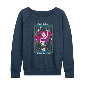 Women's - Disney Princess - Can't Silence These Dreams Lightweight French Terry Wide Neck Long Sleeve Shirt - 1 of 4