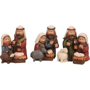 Transpac Christmas Holiday Mary Joseph Jesus Nativity Polyresin Tabletop Figurine Decoration Set of 3, 2.25H inches