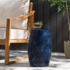 Barrel-Shaped Metal Outdoor End Table with Lace-Cut Design, Transitional Accent Table for Patio or Indoors, Patio End Tables -Christopher Knight Home - 3 of 4