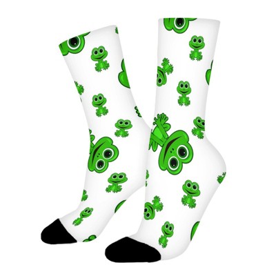 Geen Frog Women Printed Crew Socks Funny Funky Socks Soft Polyester Novelty Gifts for Artists Men