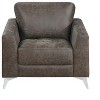 Brownish Gray Polished Microfiber Upholstery Elegant Modern Style Chair 1pc Solid Wood Living Room Furniture Metal Legs - 2 of 4