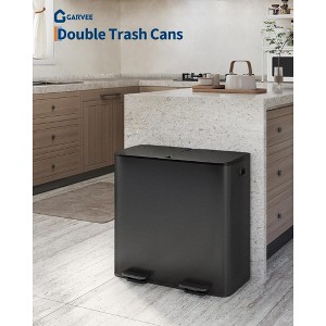 2 x 10.6 Gallon Stainless Steel Double Trash Can with Lid for Kitchen, Large Dual Trash and Recycle Bin Combo, Step-on Kitchen Metal Garbage Cans - 1 of 4