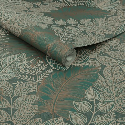 Superfresco Easy Scattered Leaves Forest Green Wallpaper : Target