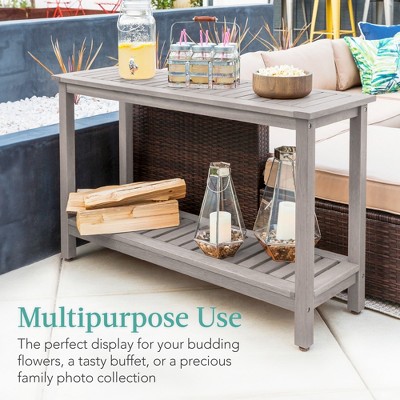 Eucalyptus 50'' Gray 2-Shelf Indoor/Outdoor Console Table with Storage