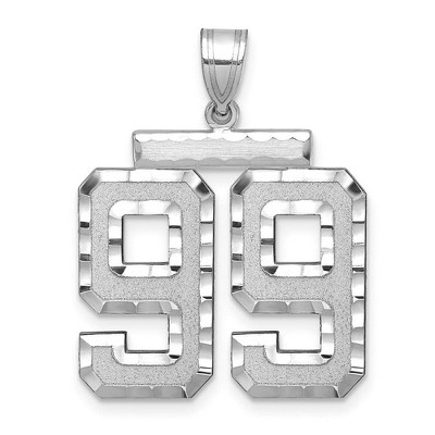 Black Bow Jewelry 14k White Gold, Varsity Collection, Large D/C Pendant, Number 99