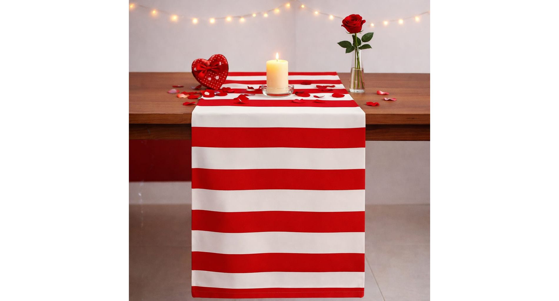 Folkulture Table Runner, 100% Cotton Red & White Striped Boho Home Decor | Washable Neutral Home Accent as Valentine's Gift