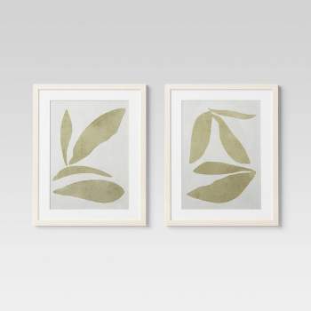 (Set of 2) 16" x 20" Leaf Framed Wall Art Set Natural - Threshold™