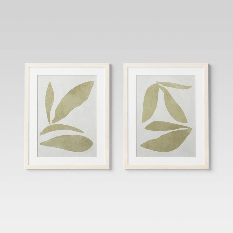 (Set of 2) 16&#34; x 20&#34; Leaf Framed Wall Art Set Natural - Threshold&#8482;, 1 of 10