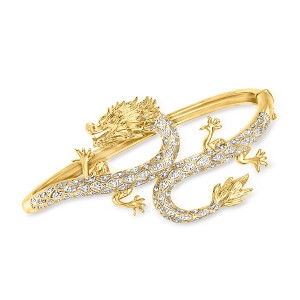 Ross-Simons 0.15 ct. t.w. Diamond Dragon Bangle Bracelet in 18kt Gold Over Sterling - 1 of 4