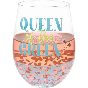 Pavilion Gift Company - Queen of the Green - 18 oz Stemless Wine Glass - Drinkware - 1 of 4