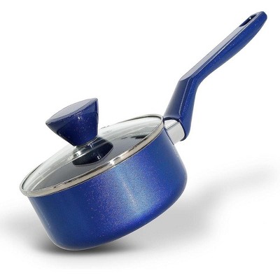NutriChef Saucepan Pot with Lid - Non-stick High-Qualified Kitchen Cookware with See-Through Tempered Glass Lids, 2 QT.