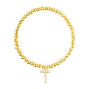 Adornia 14k Gold Plated Stretch Bead Bracelet with Pearl Letter - 1 of 3