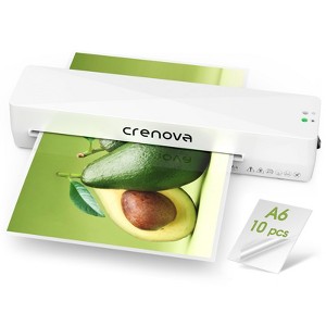 CRENOVA Laminator Machine with 10 Laminating Sheets, A4 Laminating Machine Hot & Cold with Fast Warm Technology, 9 Inch for Home Office School White - 1 of 4