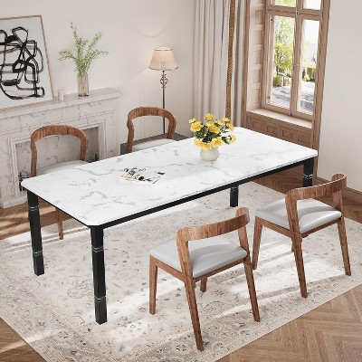79" Large Industrial Dining Room Table for 6-8 People Rectangular Wood Kitchen Table Modern Farmhouse Dining Table with Heavy Duty Metal Legs