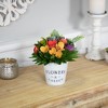 Northlight Wooden Artificial Spring Floral Arrangement with "Flowers and Garden" Pot - 8" - 2 of 4