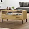 vidaXL Solid Pine Wood Coffee Table with Metal Legs and Drawer, Durable Living Room Table, Elegant Design, Easy Assembly, 33.5"x19.7"x17.7", Brown - 2 of 4