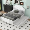 Full Size Wood Platform Bed with Headboard and Twin Size Trundle - 3 of 4