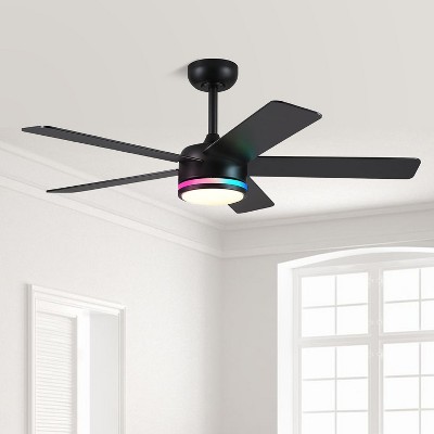 46 Inches Downrod RGB Ceiling Fan with Light,3CCT LED Integrated,Remote and APP Control