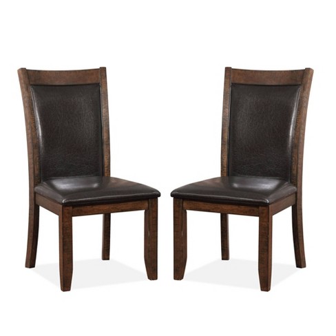 Set Of 2 Drago Leather Upholstered, Red Leather Parsons Chair