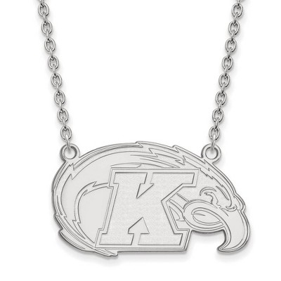 Black Bow Jewelry 10k White Gold Kent State Golden Flashes NCAA Necklace 18 Inch