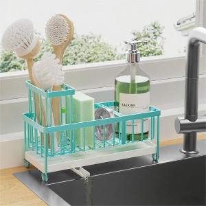 304 Stainless Steel Rustproof Silver Sink Caddy: Brush/Sponge & Soap Dispenser Holder - 1 of 4
